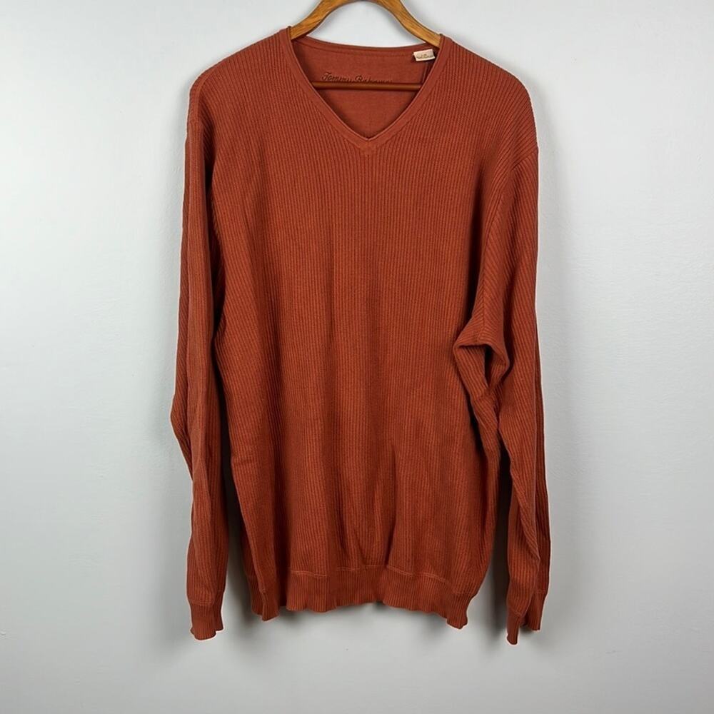 Tommy Bahama v neck large mens cotton ribbed sweater